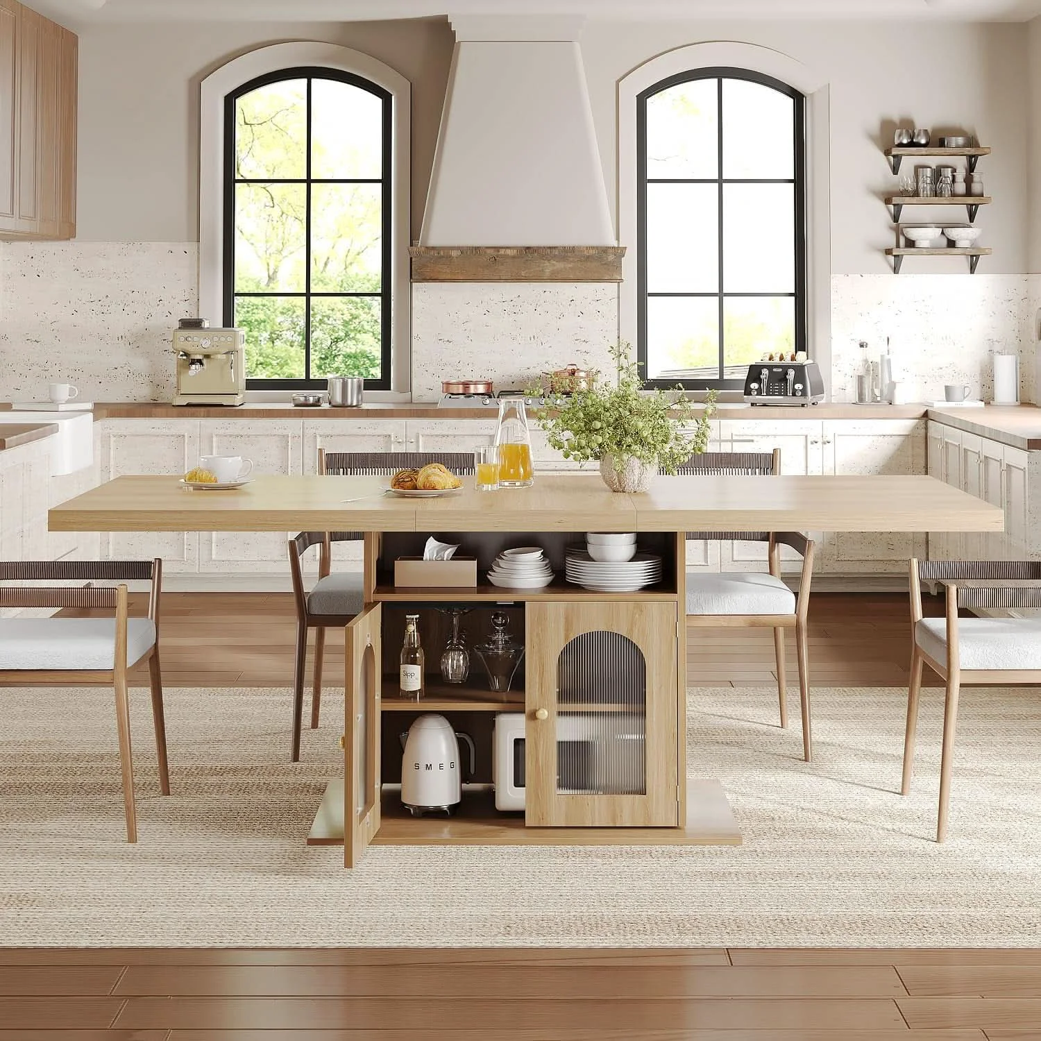 Superior 63 Inch Light Oak Farmhouse Dining Table For Four To Six Innovative