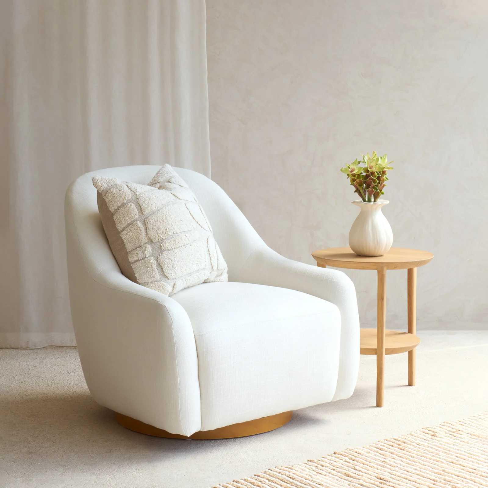 Advanced Belize Fabric Armchair Ivory 77cm Green