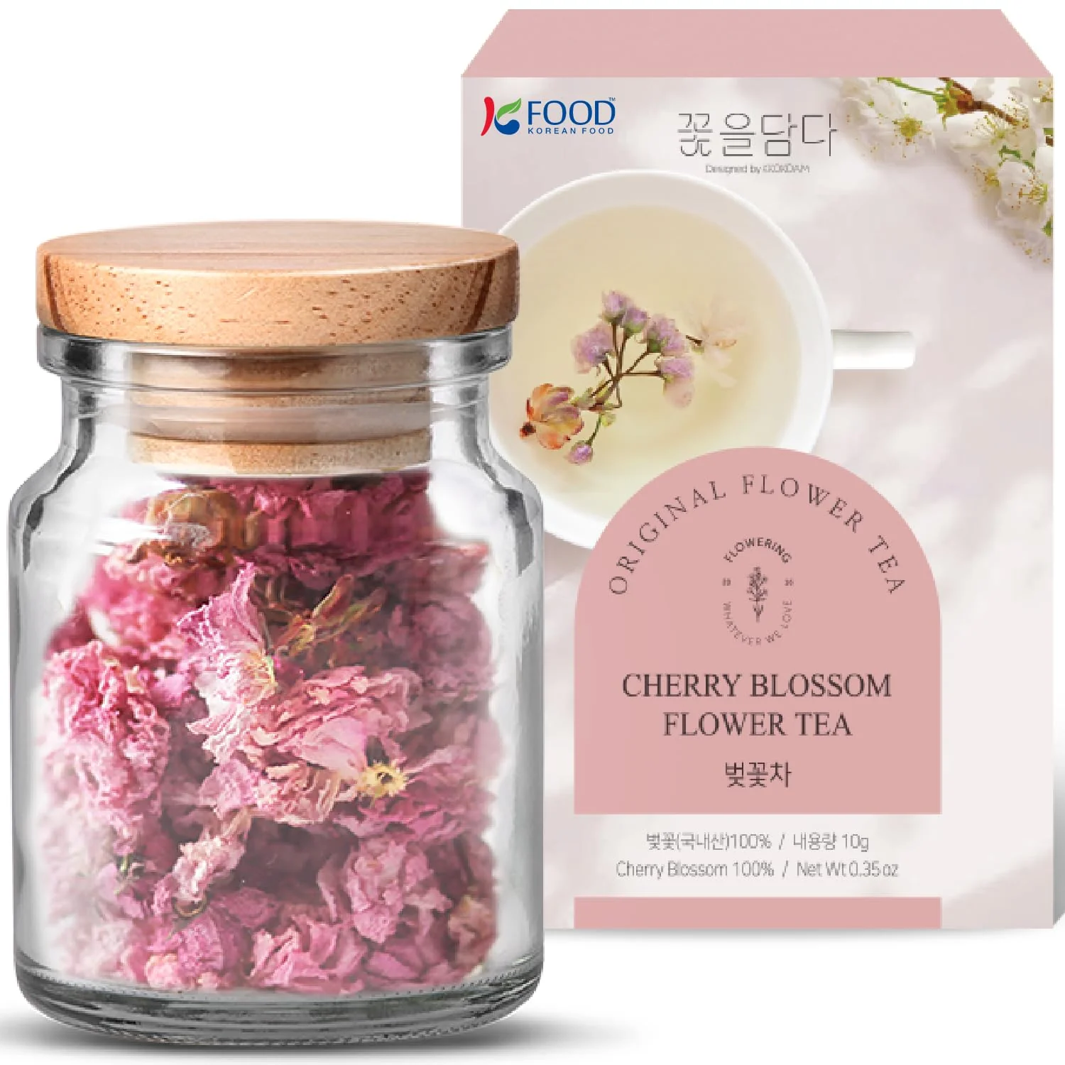 Genuine Korean Food KKOKDAM Cherry Blossom Flower Tea Decaf Floral Blend 10g Decaf cherry blossom flower tea made with whole flowers caffeine sugar and zero calories. Made in Korea. Classic