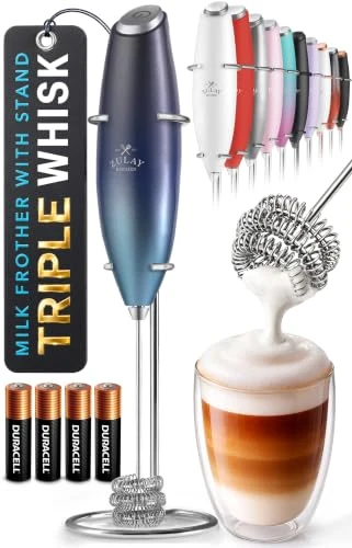 Fast Powerful Milk Frother Wand With Duracell Batteries Green