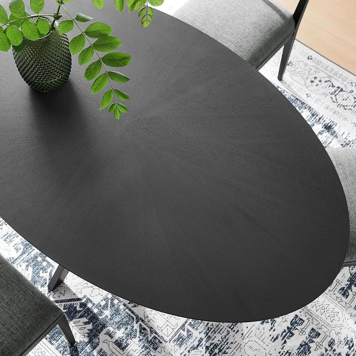 Responsible Crossroads 71 Inch Oval Wood Dining Table Black Seats 6 Easy To Assemb Verified