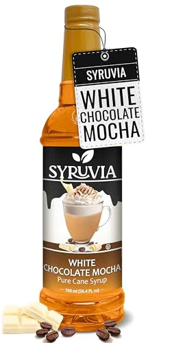 Certified Coffee Syrup White Chocolate Mocha Flavored Syrup for Drinks 25.4 Fl Oz Reliable