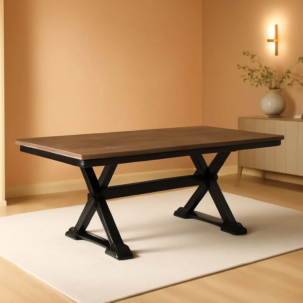 Practical Farmhouse Dining Extension Table Butterfly Leaf 6-8 Seater Black And D Efficient