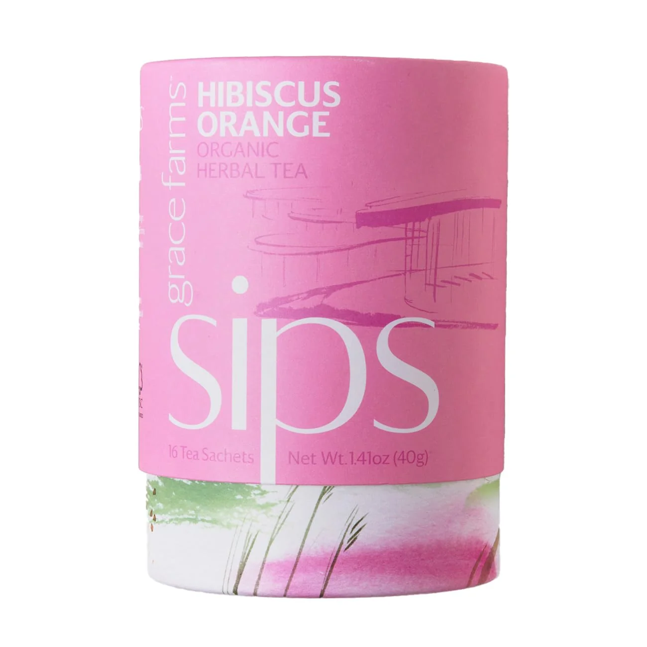 Trendy Grace Farms Hibiscus Orange Herbal Tea 16 Pyramid Sachets Naturally Sweet Reviving and Caffeine Organic Fair Trade and Kosher Pure