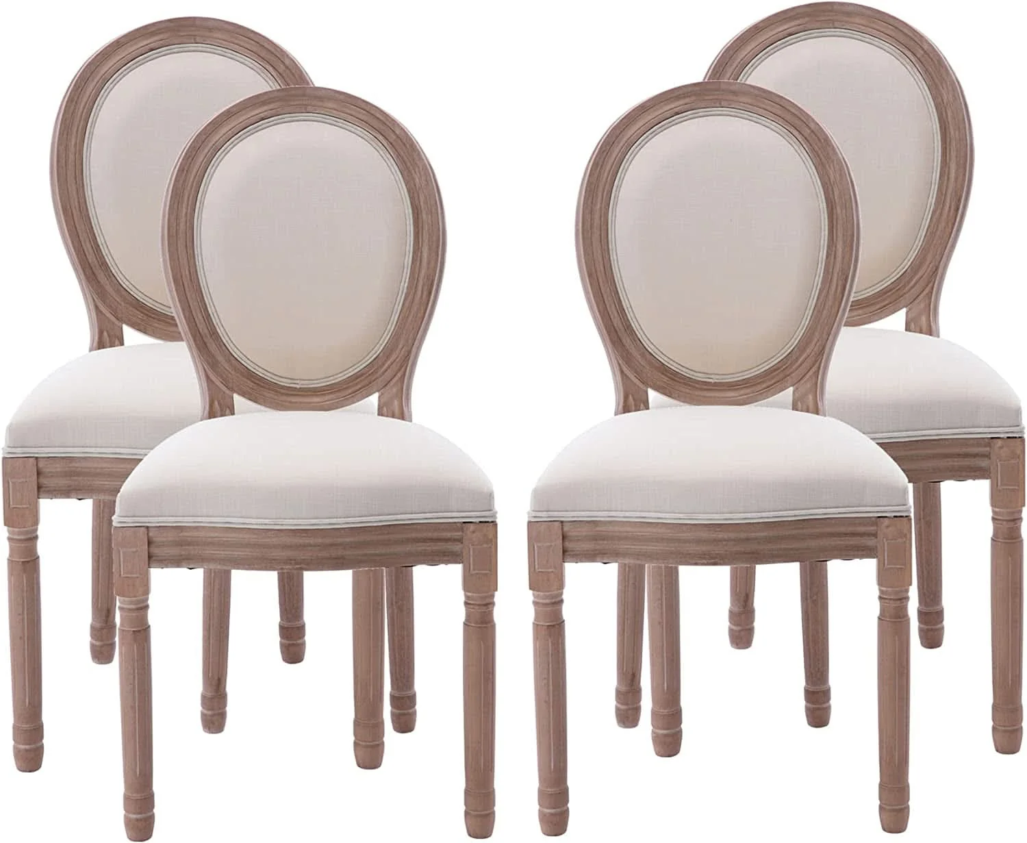 Certified French Country Dining Chairs Set Of 4 With Linen Upholstery And Solid Long-Lasting