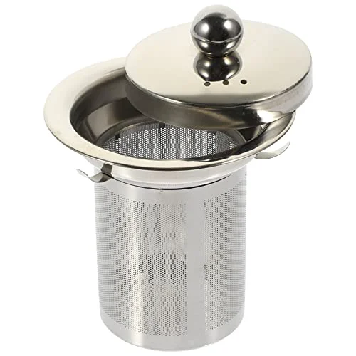 Official Stainless Steel Tea Strainer with Lid Large Loose Leaf Tea Infuser for Teapots Cups and Pitchers Easy to Clean Mesh Filter 4X3.3 Inch Professional