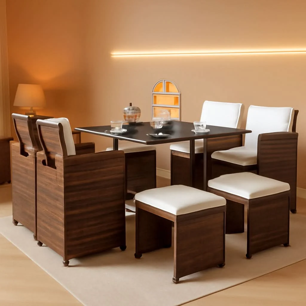 Contemporary 9 Piece Outdoor Patio Dining Set Rattan Chairs With Glass Table Beige Top-Quality