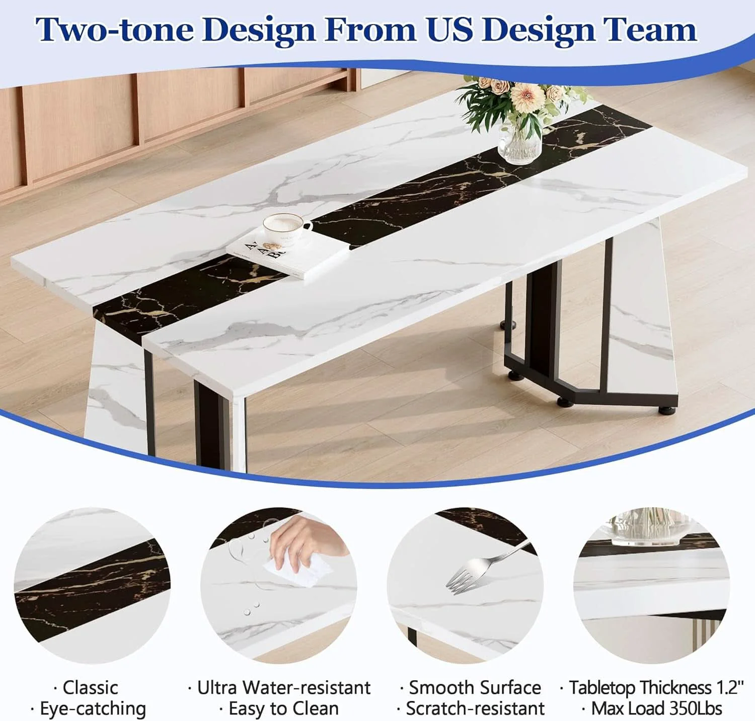 Minimalist Dining Table Set For Six Seventy One Inch White Marble Top Leather Cha Reusable