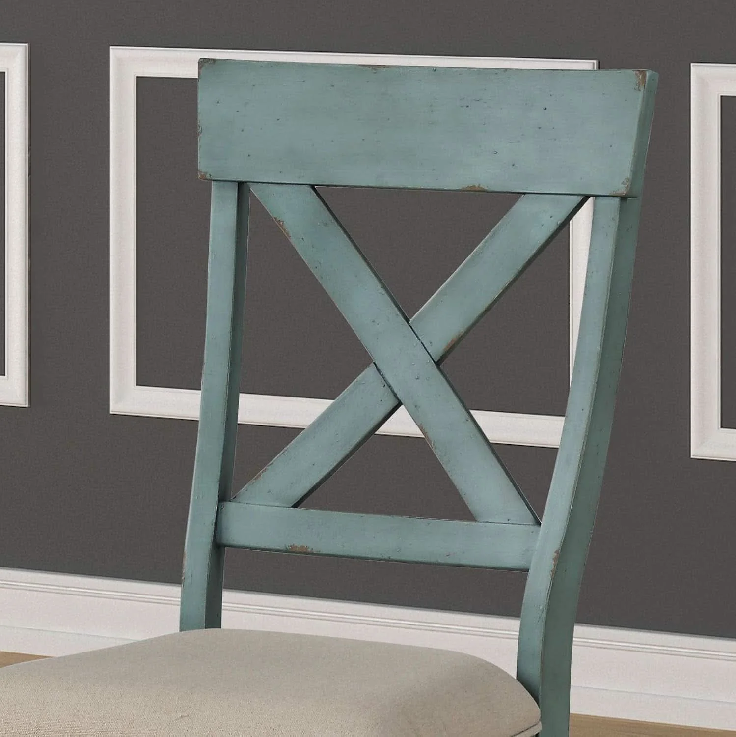 Smart Prato Two-Tone Blue and Tan Wood Cross Back Dining Chairs Set of 2 World-Class