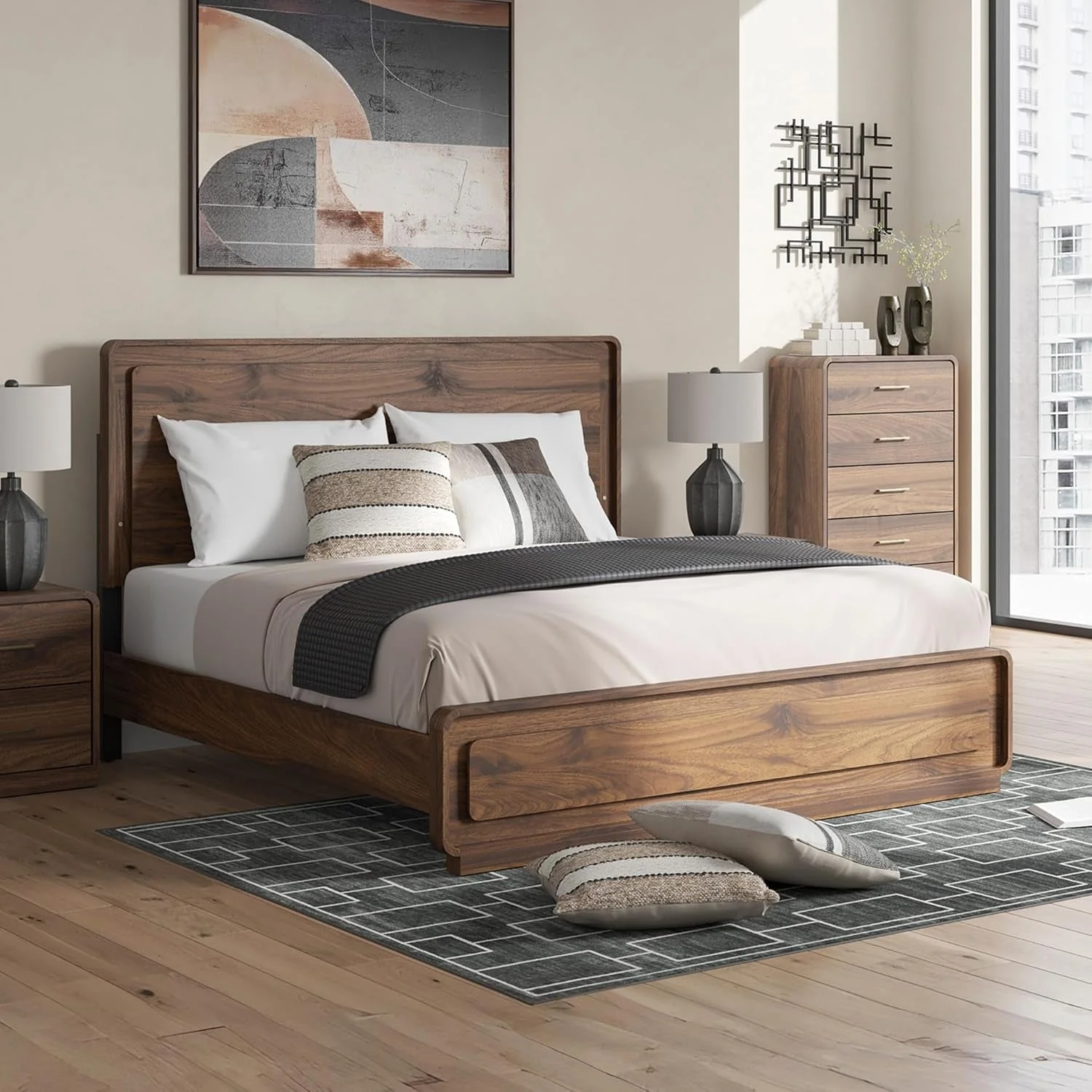 Easy-to-Use Ashley Hollinaze King Size Panel Bed LED Back lighting Contemporary