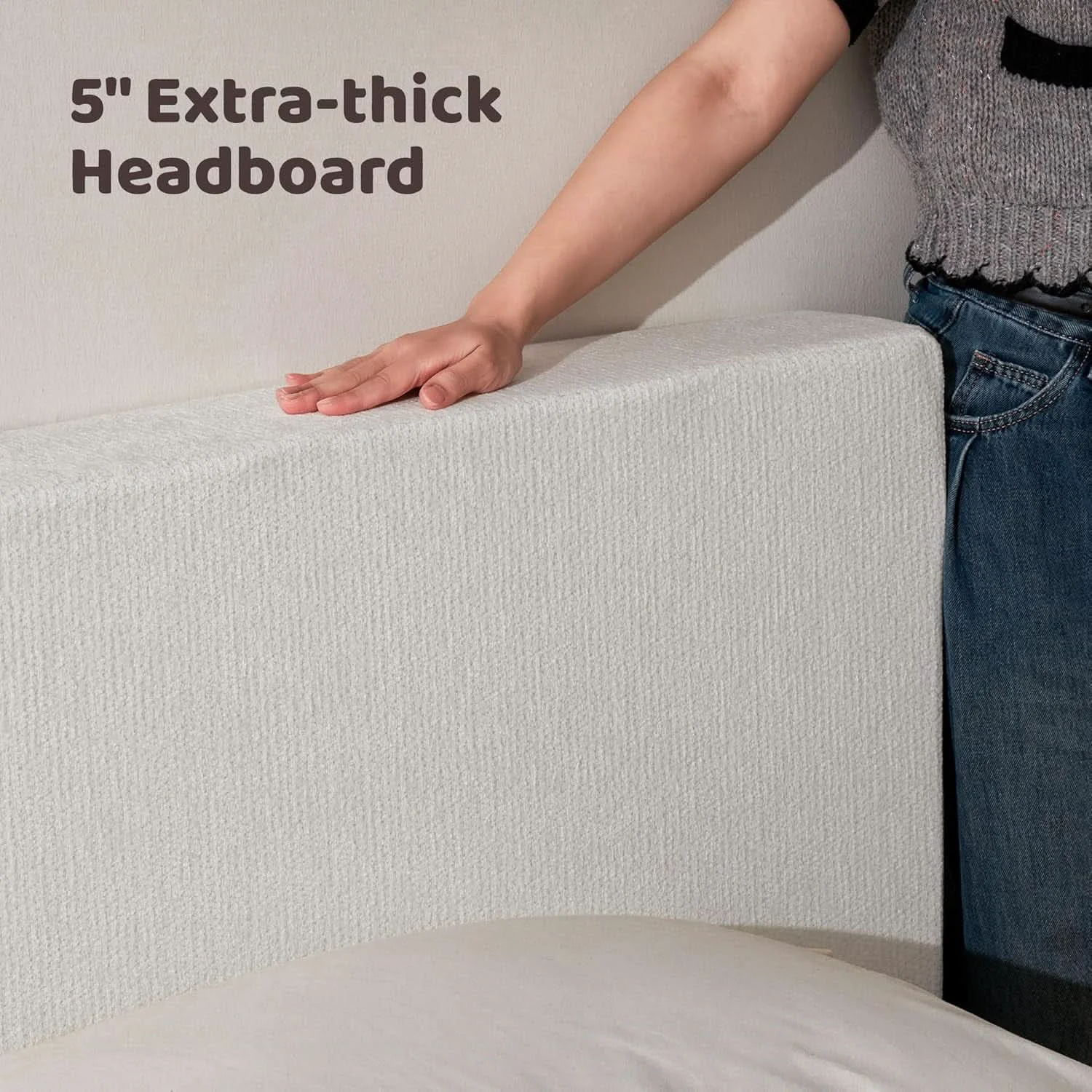 Contemporary Snow White Memory Foam Plus Plat form Bed King Bed Frame Enhanced