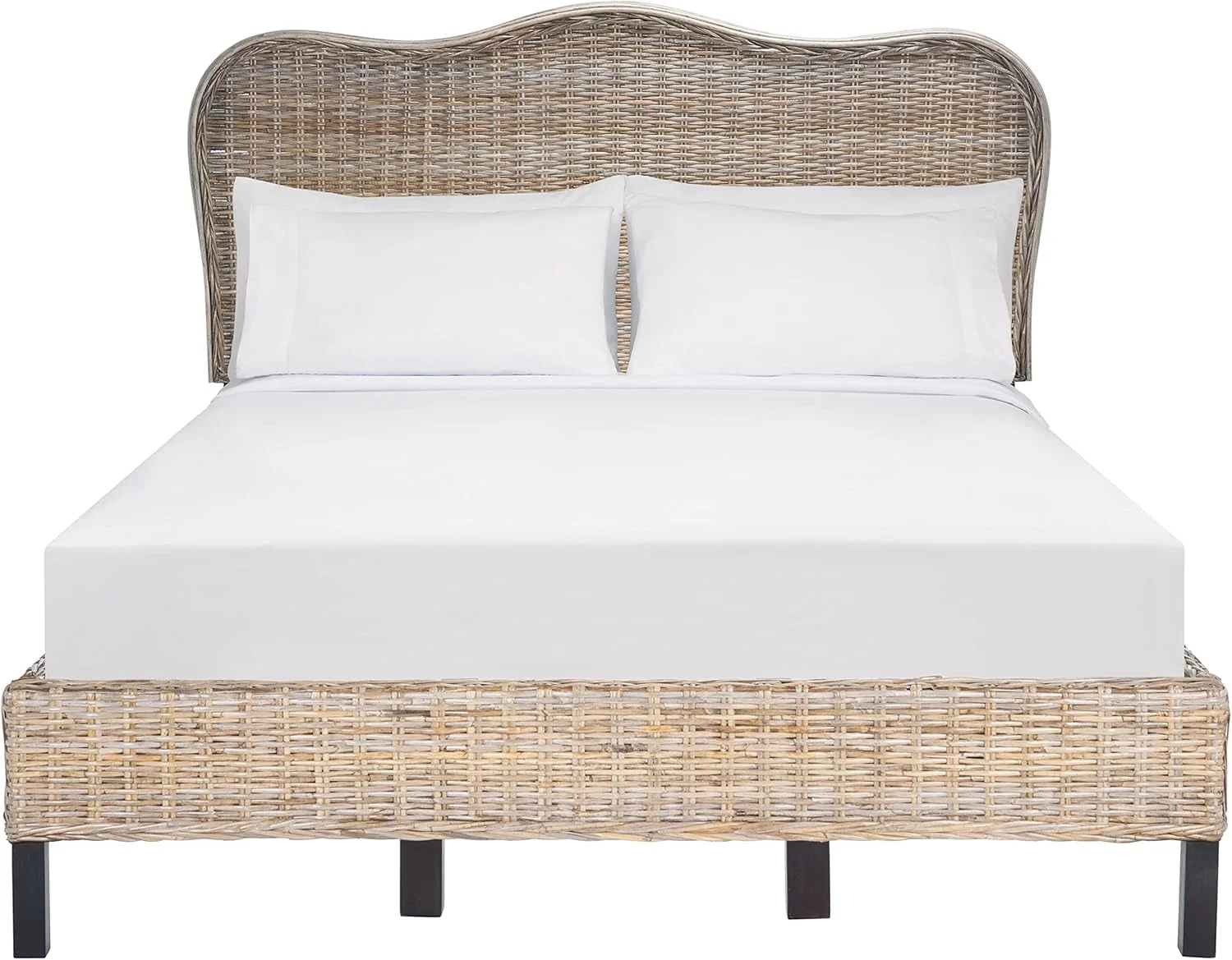 Pure CoastalInspired Full Size Rattan Bed Headboard Grey Easy-to-Use
