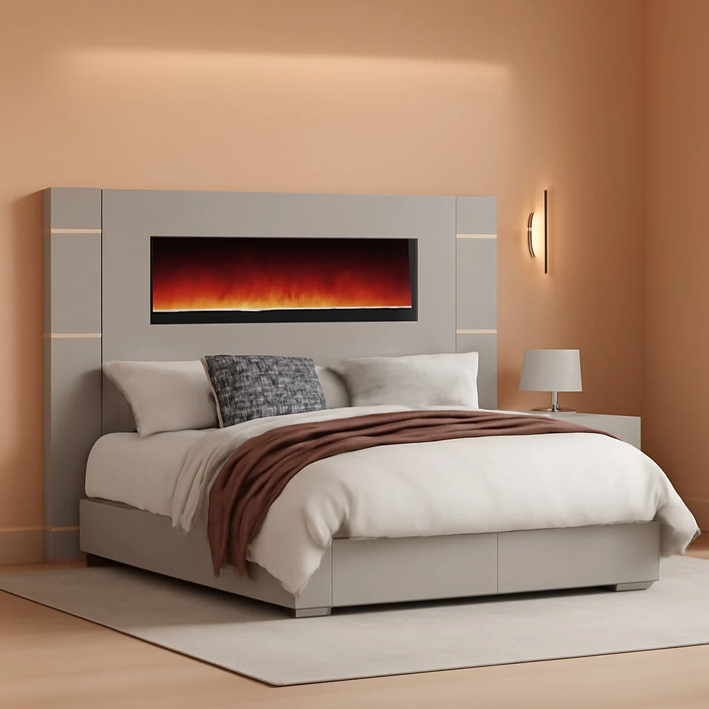 Optimized California King Fireplace Bed Frame Tall Headboard Secure