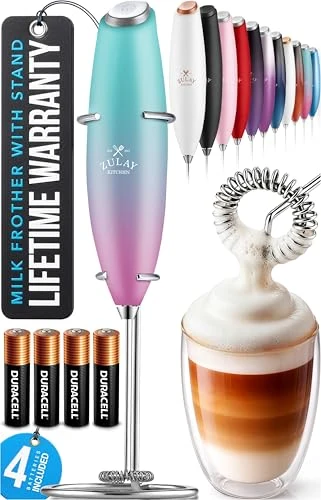 World-Class Powerful Milk Frother Wand With Duracell Batteries Clean