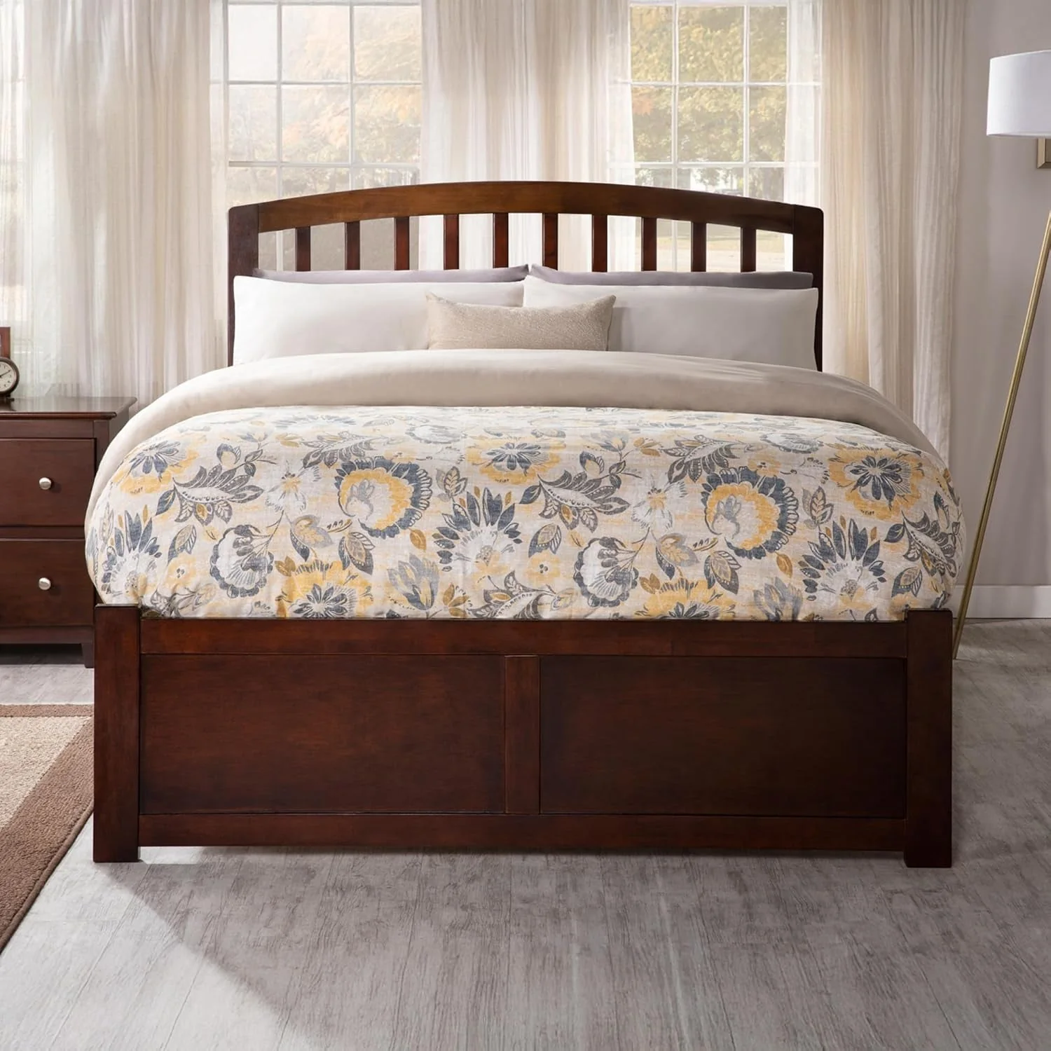 Original Richmond Walnut Fullsize Platform Bed With Trundle Carefully Designed