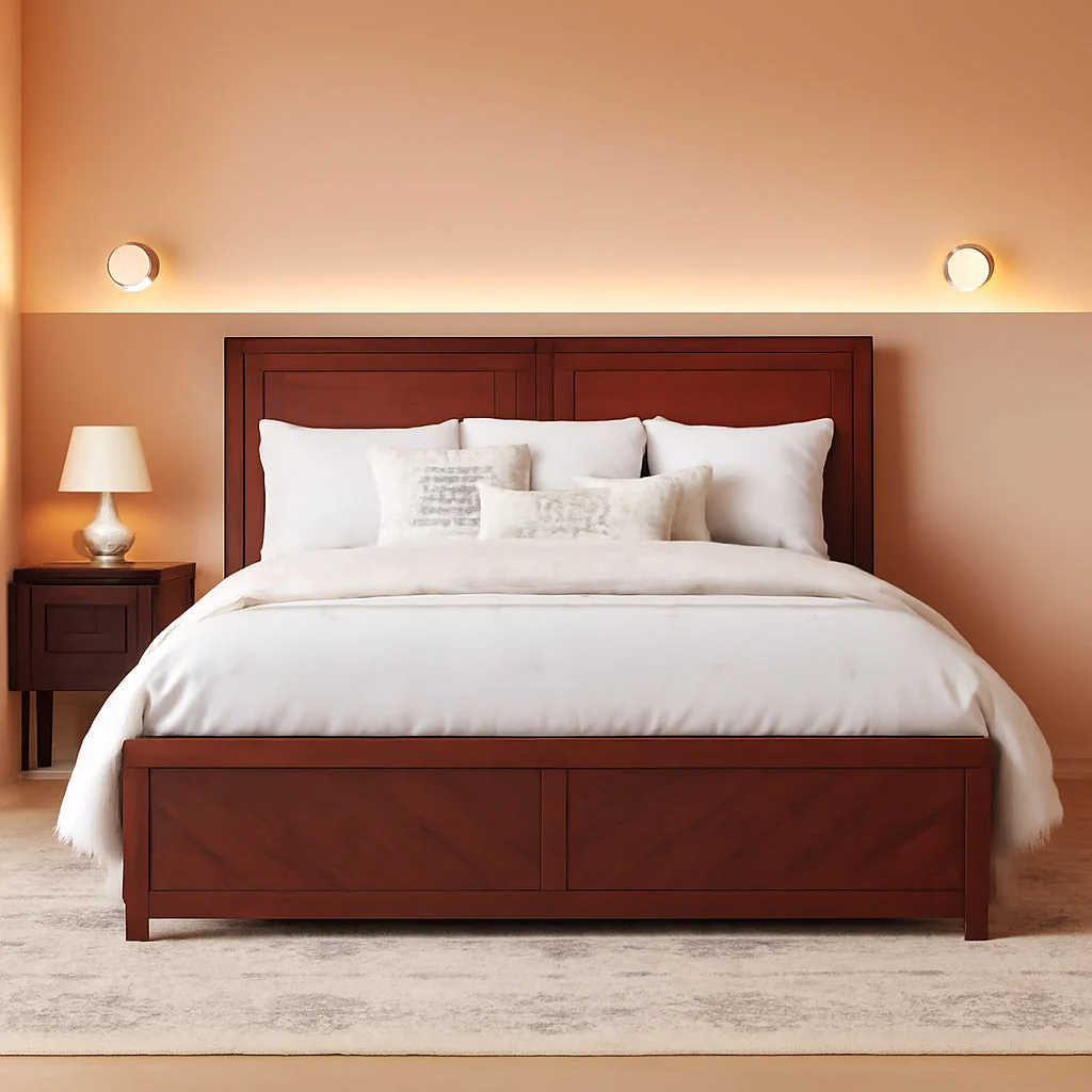 Modern Walnut Canyon King Platform Bed Matching Footboard Pure