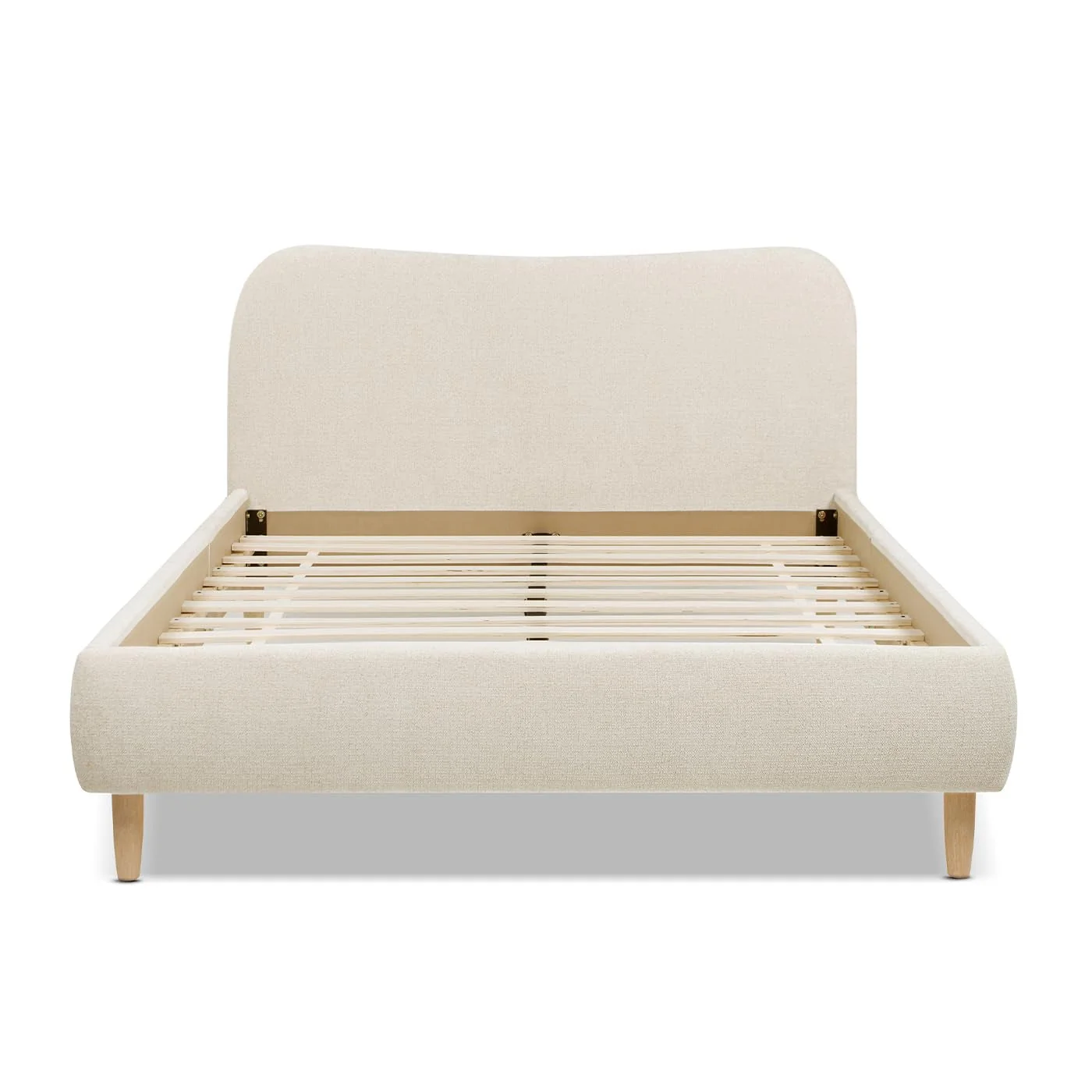 Durable Queen Upholstered Platform Bed With Oatmeal Chenille Powerful