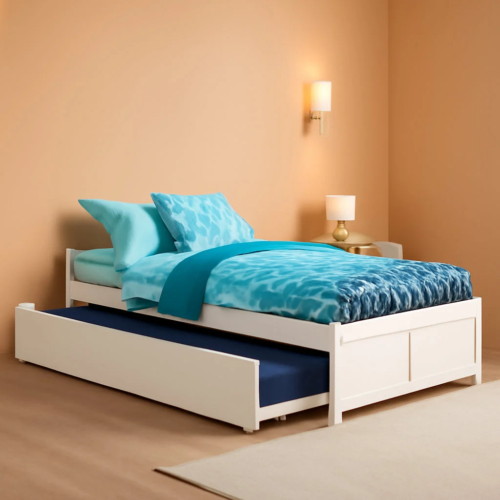 Selected Twin Platform Bed White Footboard Trundle Included Expertly Made