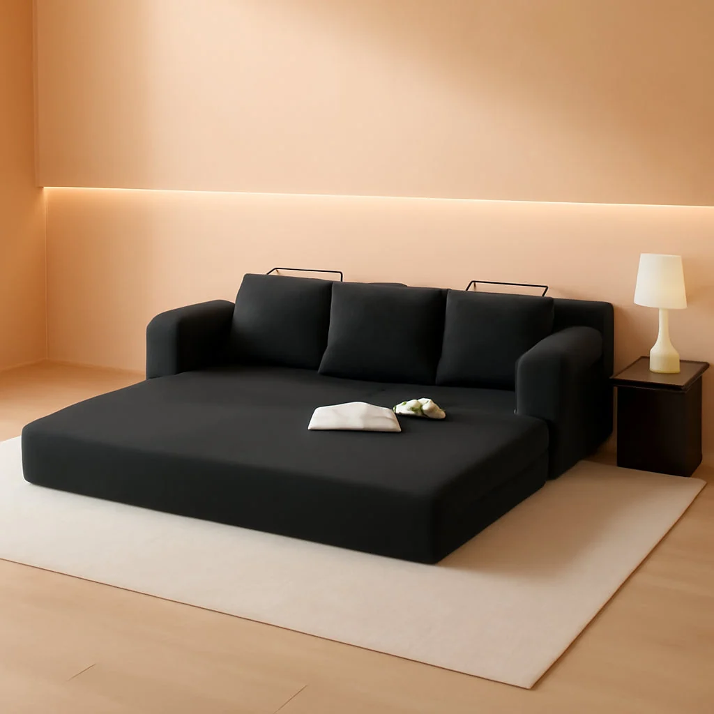 Detailed 78.8 Inch Convertible Sofa Bed Removable Armrests High-Grade