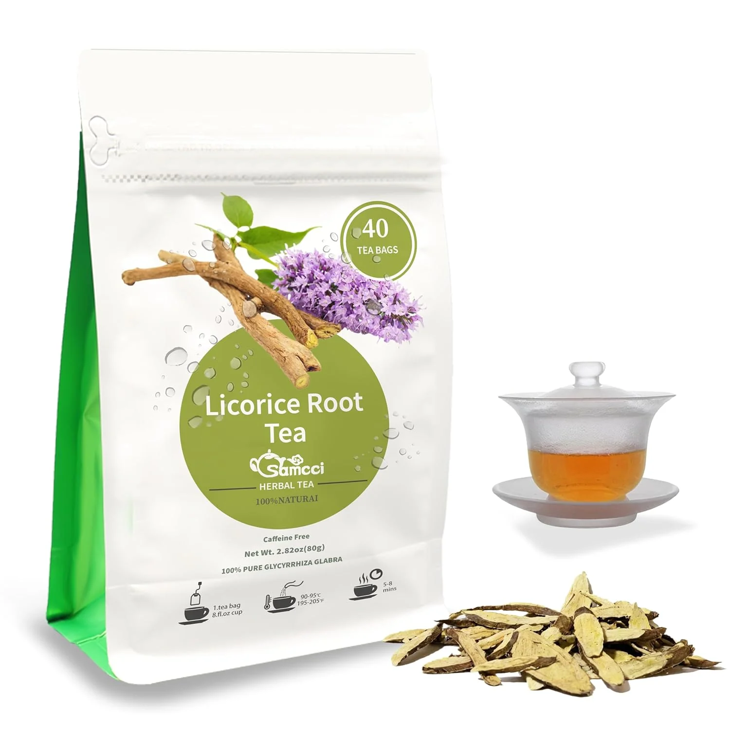 Verified Samcci – Licorice Root Tea Premium 40 Licorice Root Tea Bags -Natural Sweet – Non-GMO – Naturally Caffeine- Healthy
