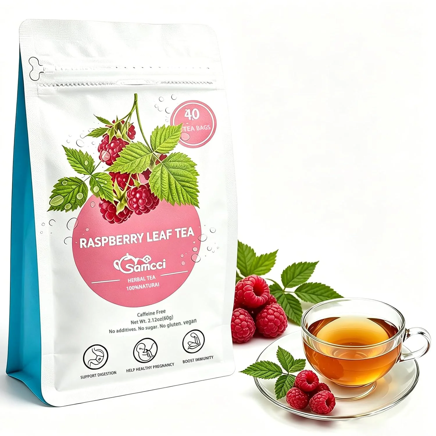 Luxury Samcci Raspberry Leaf Tea Bag 40 Count Natural Pregnancy Tea Pure Red Raspberry Leaf Herbal Tea Traditionally Used For Women’s Wellness And Menstrual Support Non-GMO Caffeine- Dependable