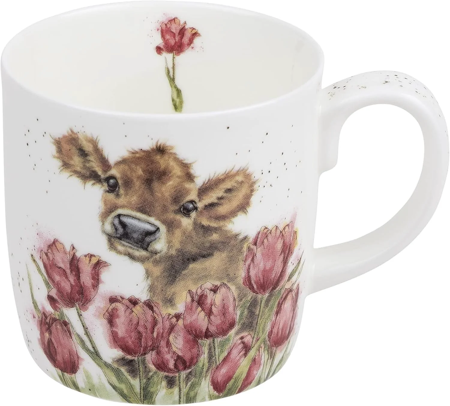 High-Grade Royal Worcester Wrendale Designs Bessie Cow Mug 14 Ounce Large Coffee Mug with Cow Design Made from Fine Bone China Microwave and Dishwasher Safe Outstanding