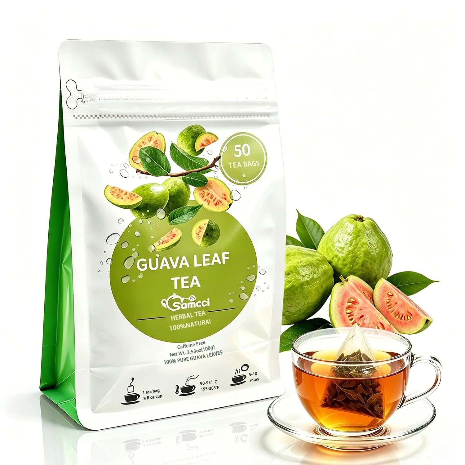 Carefully Designed Samcci Guava Leaves Tea Bags 50 Counts Hojas De Guayaba Pure Guava Leaf Immune Support – Digestion amp Relaxation – Non-GMO – Caffeine- Resealable Pouch Unique