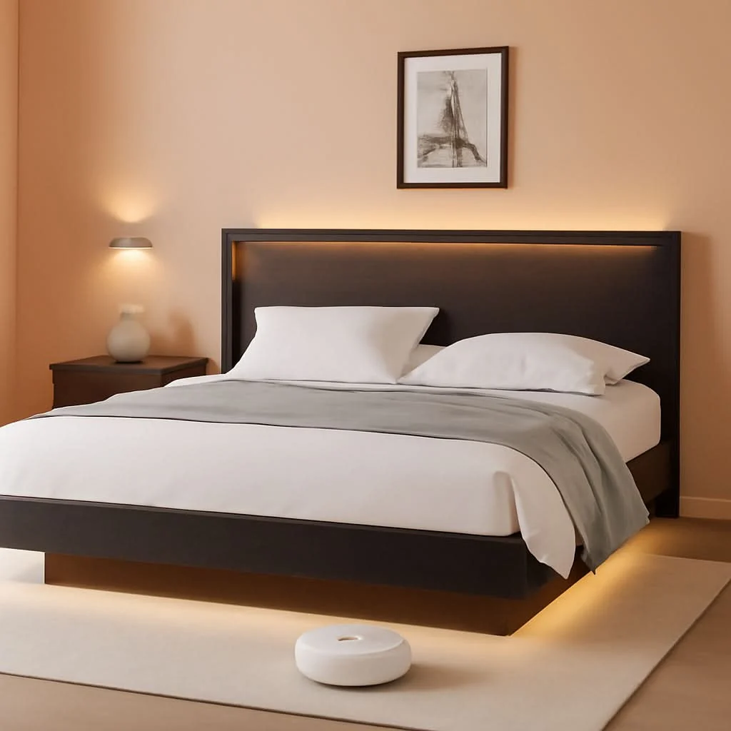 Responsible King Size Bed Frame with LED Lights Charging Station Functional