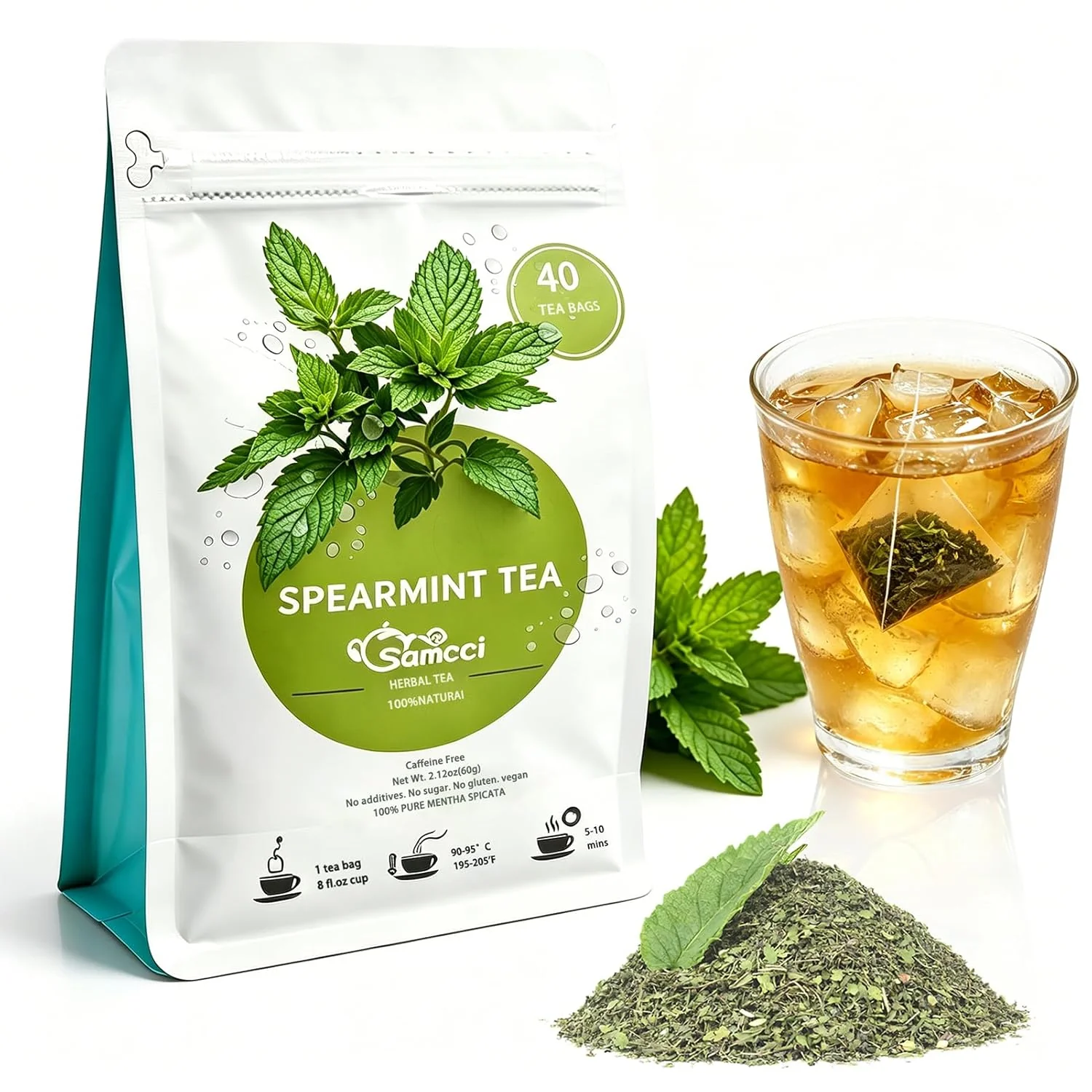 Detailed Samcci Spearmint Tea Bags 40 Counts Pure Dried Spearmint Leaf Fashionable