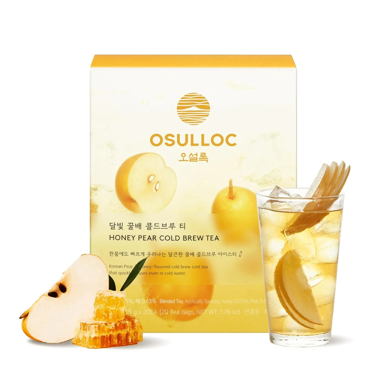 Powerful Osulloc Honey Pear Cold Brew Tea Korean Pear Honey flavored iced tea 20ea 1.76oz Innovative