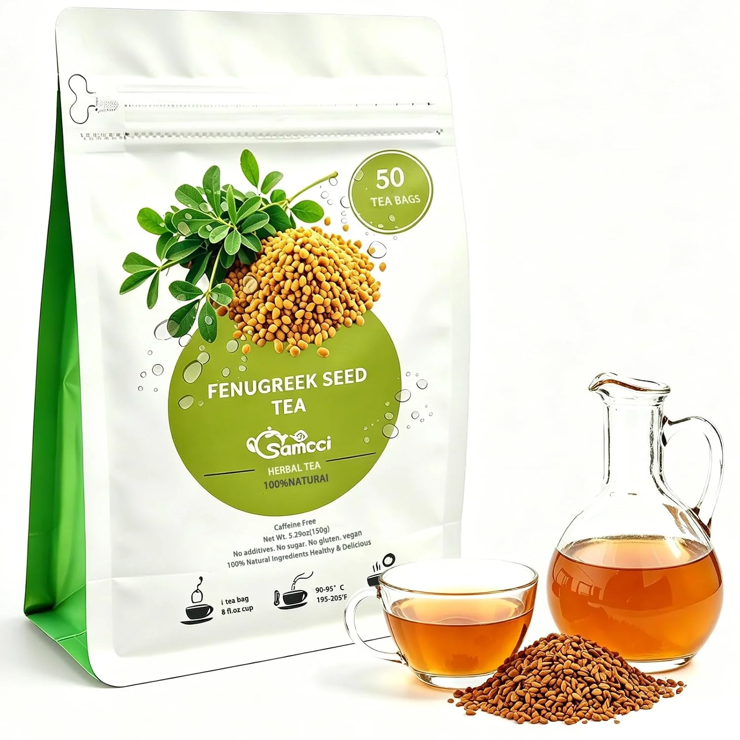 Reusable Samcci Fenugreek Seed Tea Bags 50 Counts 3g bag Fenogreco en Semillas Natural Healthy Methi Seeds Herbal Tea Non-GMO Caffeine- Support Digestion amp Improve Heart Health Stylish