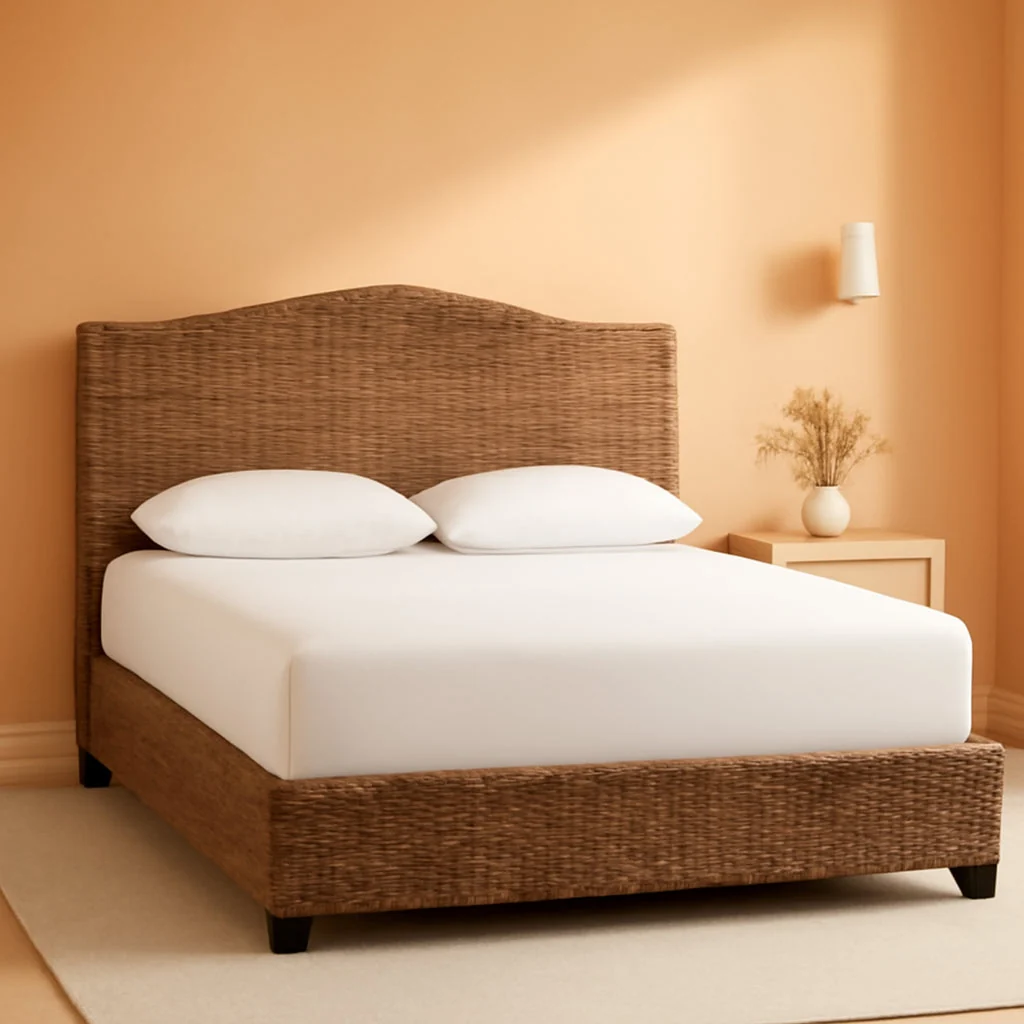 Certified Queen Platform Bed Natural Solid Wood 600Lbs Capacity Unique