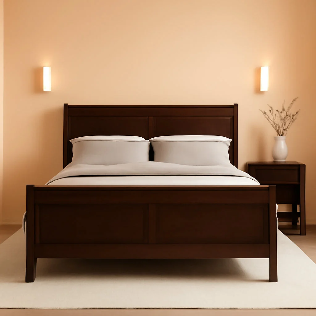 Sustainable Traditional Full Dimensions Cappuccino Sleigh Panel Bed Environmentally Friendly
