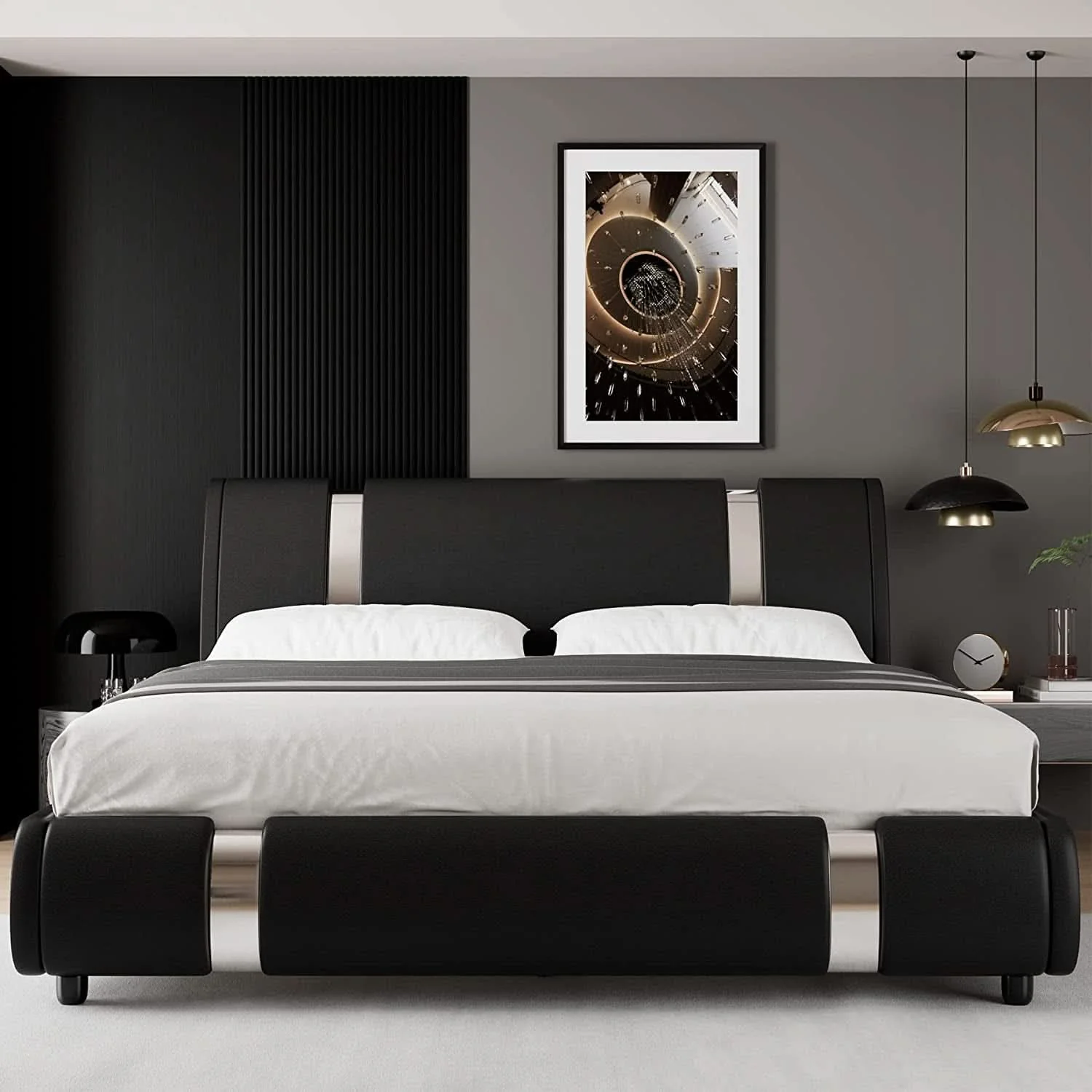 High-Quality Queen Faux Leather Bed Frame With Adjustable Headboard Eco-Friendly