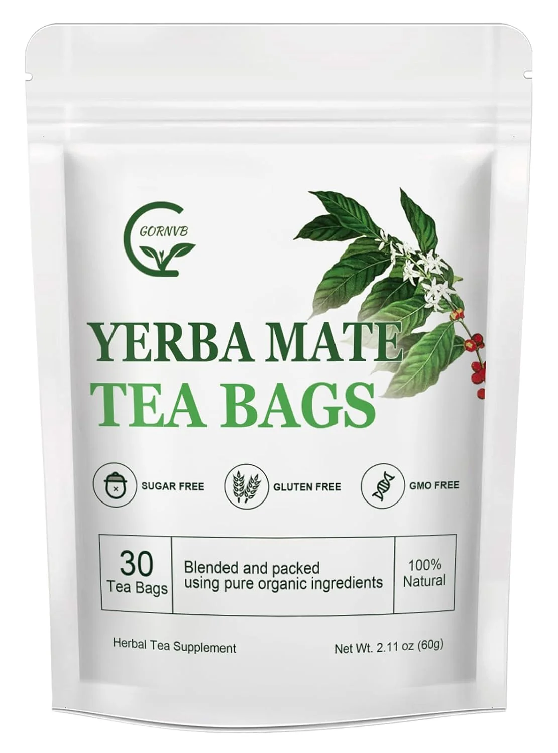 Excellent Unsmoked Yerba Mate Tea Bags Natural Organic Yerba Matte Rich in Chlorophyll Antioxidants and Vitamins 30 Tea Bags High-End