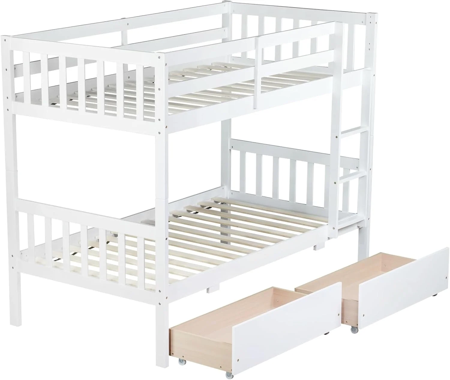 Advanced White Premium Grade Rubberwood Bunk Bed Drawers ProLine Detailed