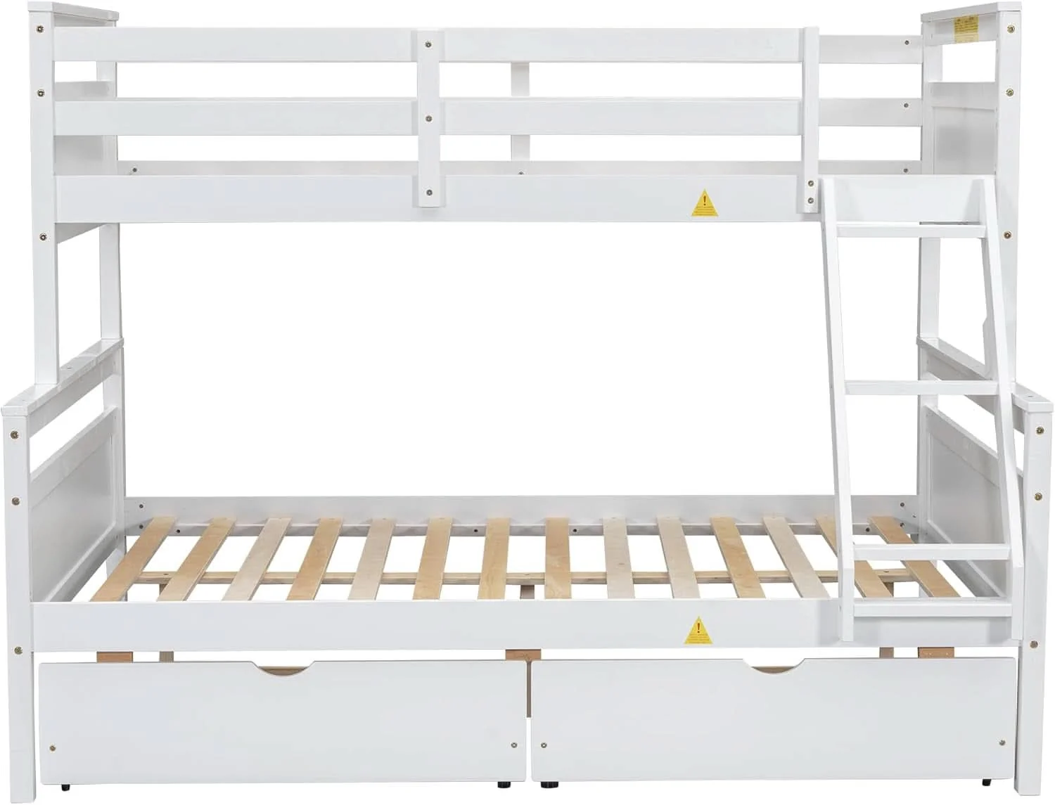 Safe White Twin Over Full Bunk Bed With Storage Drawers World-Class