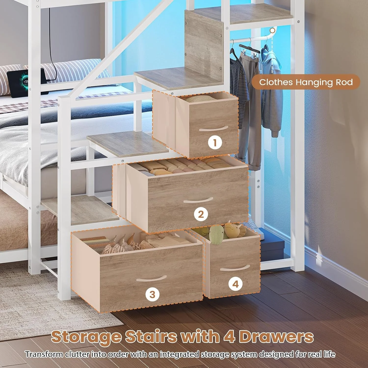 Excellent White Twin Over Twin Metal Bunk Bed Frame Trundle Unique