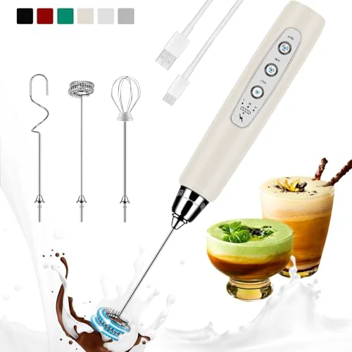 Powerful Milk Frother Handheld Rechargeable Green