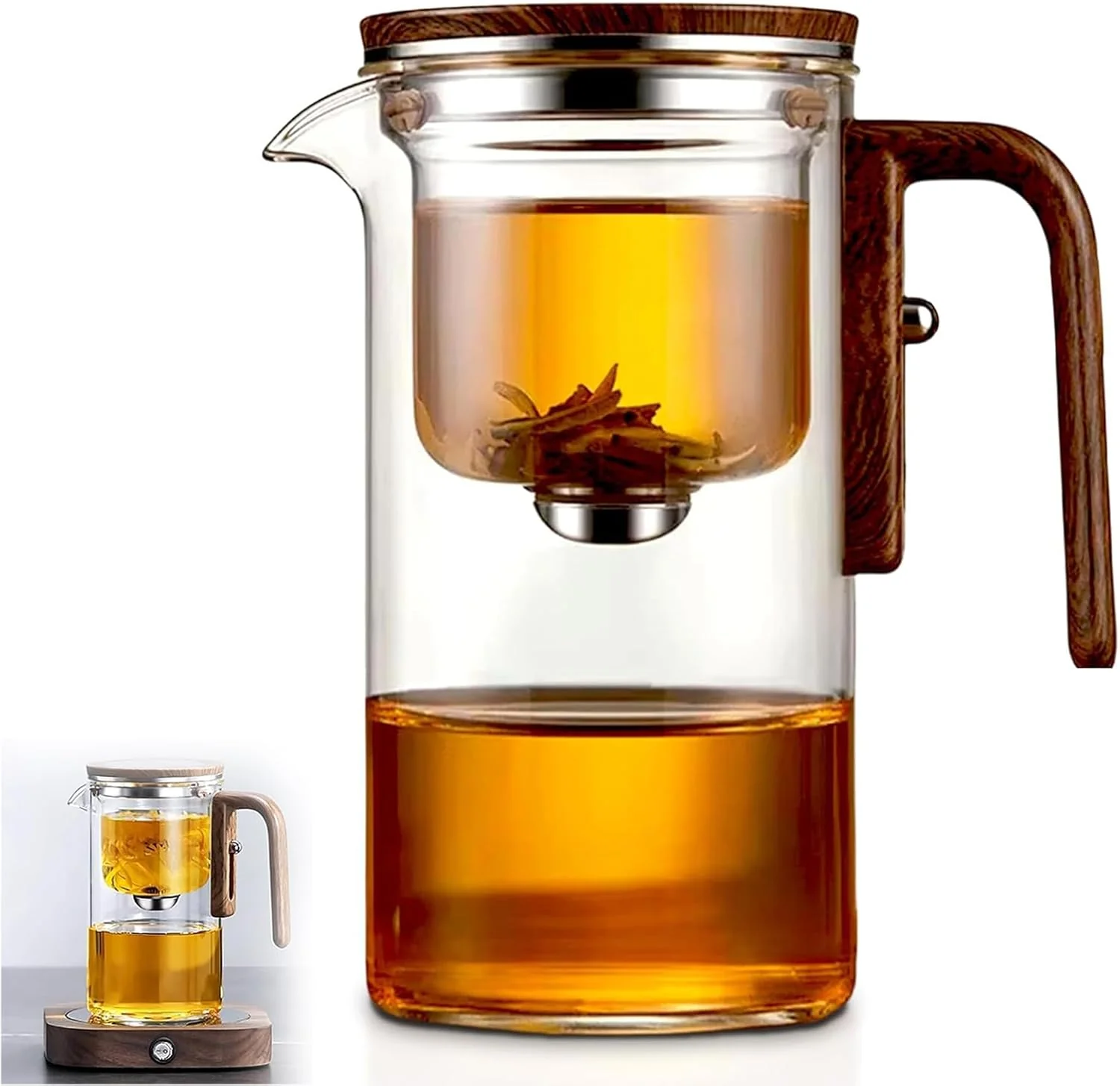 Unique Tea Pot New Tea Pot with Strainer Water Separation Glass Teapot with Infuser 600ml 20.3oz Official