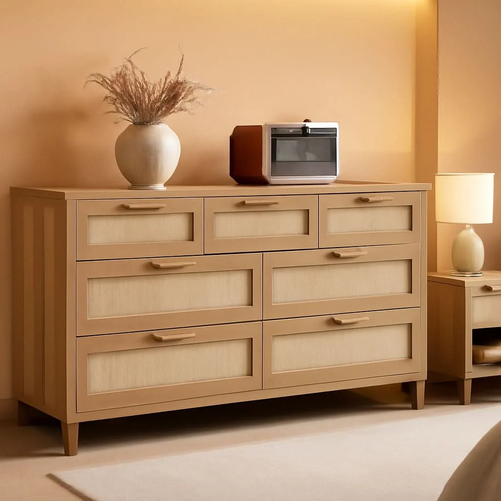 Durable FiftySevenInch Boho Dresser Reclaimed CaramelOak Finish World-Class