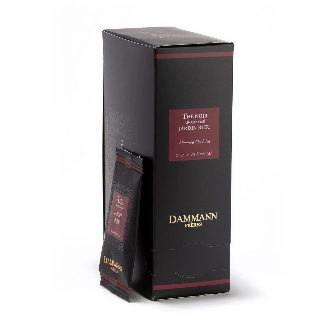 Durable Dammann Freres Sachets Jardin Bleu Tea Bags Premium Gourmet French Black Tea Blend Strawberry Rhubarb Flavors Individually Wrapped 24 Count Single Pack Advanced