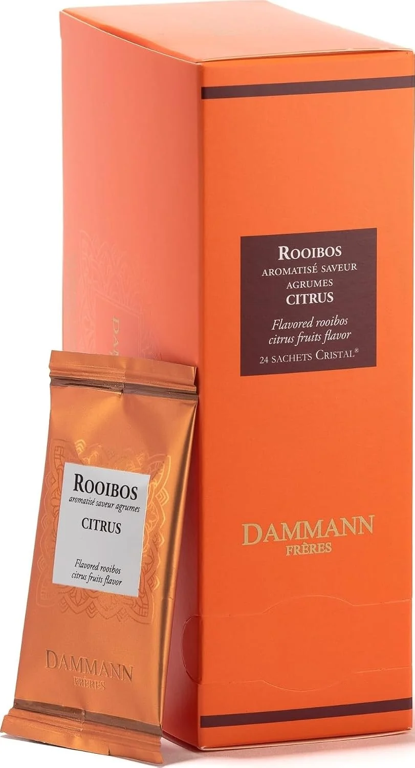 Safe Dammann Freres Sachets Rooibos Citrus Tea Bags Premium Gourmet Notes of Lemon Clementine and Orange Tea Individually Wrapped 24 Count Single Pack Soft