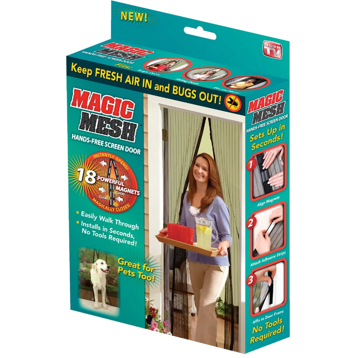 Genuine Mesh 39 In. W x 83 In. H Magnetic Single Door Retractable Door Screen World-Class