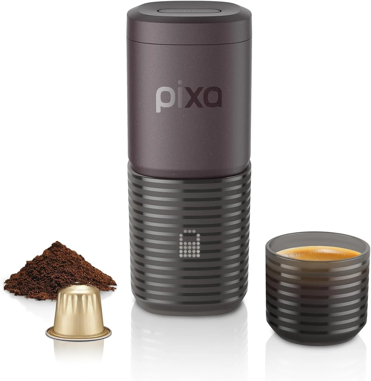 Safe WACACO Pixapresso Espresso Machine Electric amp Portable Dark Burgundy 4 Coffee Types Fast Heat-up 3 x 3000mAh Battery Patented 8-16g Basket Grounds amp Capsules Touchscreen Travel Camping Luxury