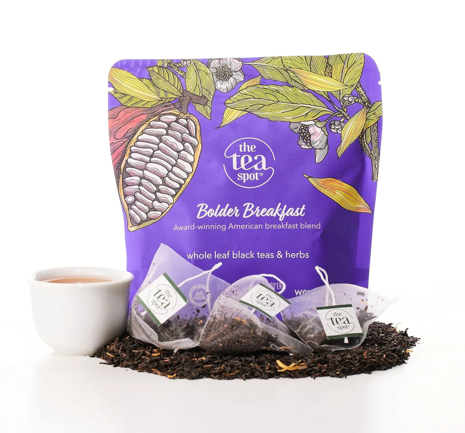 Dependable The Tea Spot Bolder Breakfast Tea with Dark Chocolate Flavoring Blend of Black Tea Pu erh Tea Calendula Flowers Sunflower Petals Practical