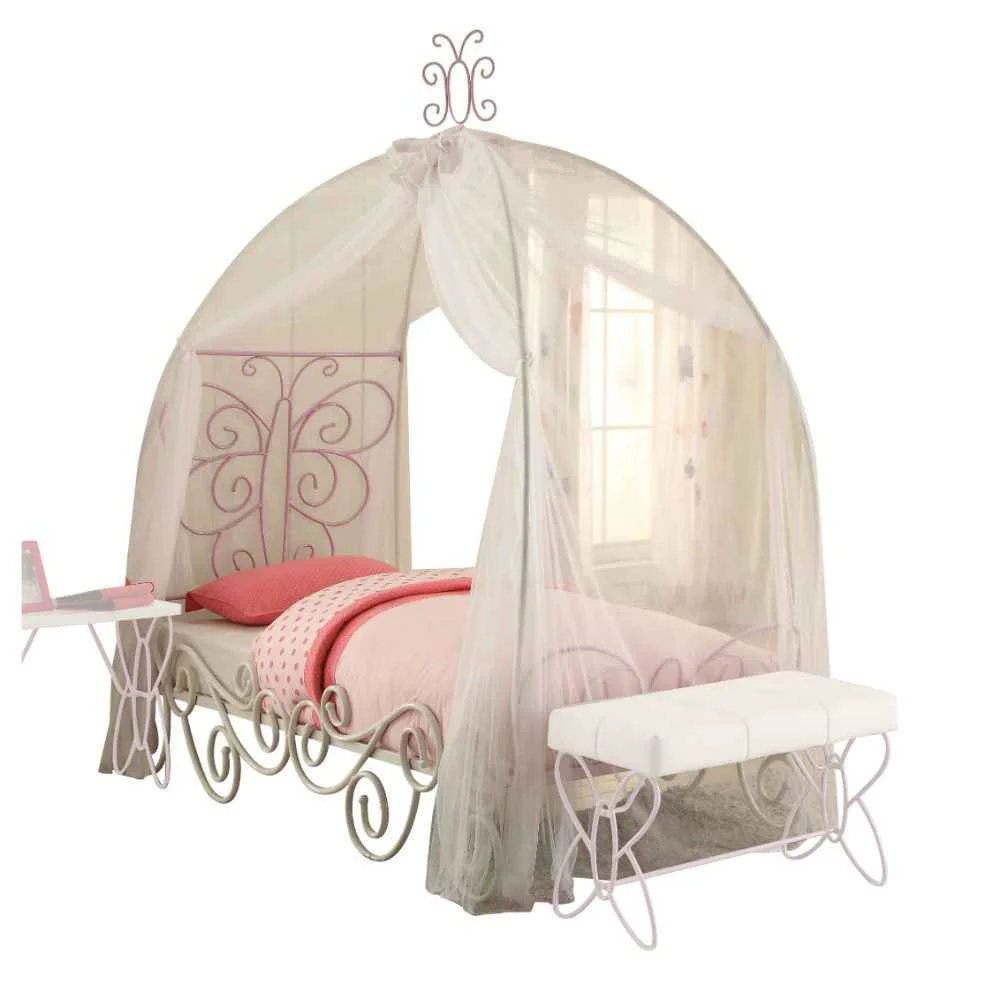 Pure Priya II – Full Bed With Canopy – White Light Synthetic Leather Rple Consistent