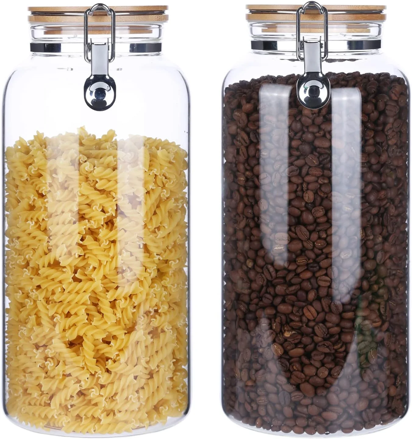 Minimalist KKC HOME ACCENTS 95oz Glass Jars with Airtight Wooden Lid 2 Pack Optimized