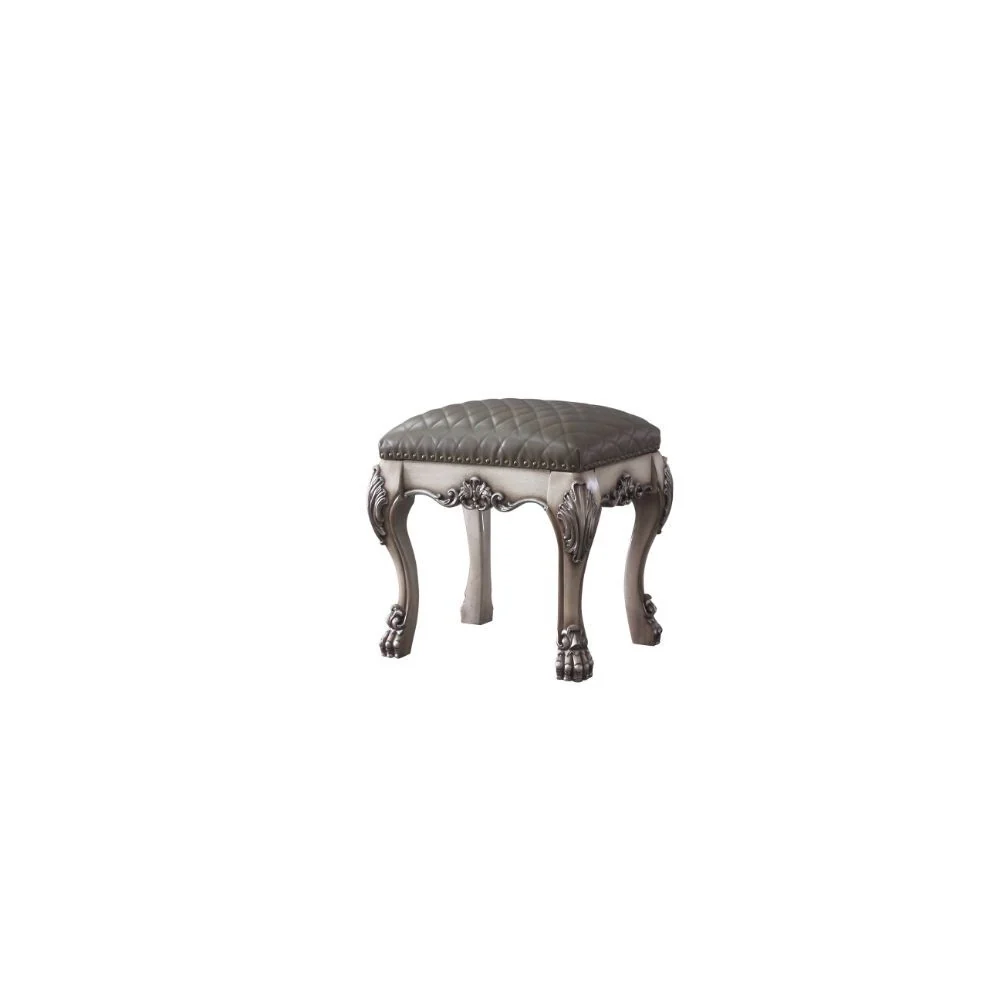 Comfortable Dresden – Vanity Stool – Vintage Bone White Synthetic Leather Selected