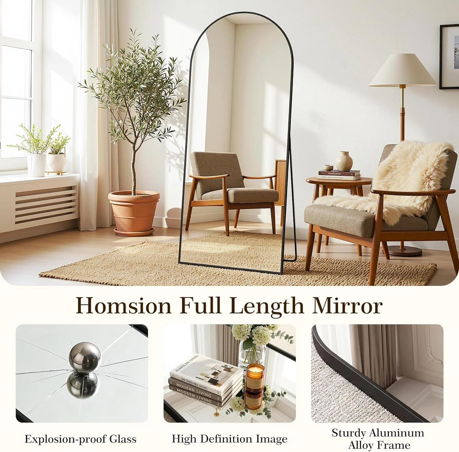 Premium Architectural Full Length Floor Standing Mirror Black Responsible
